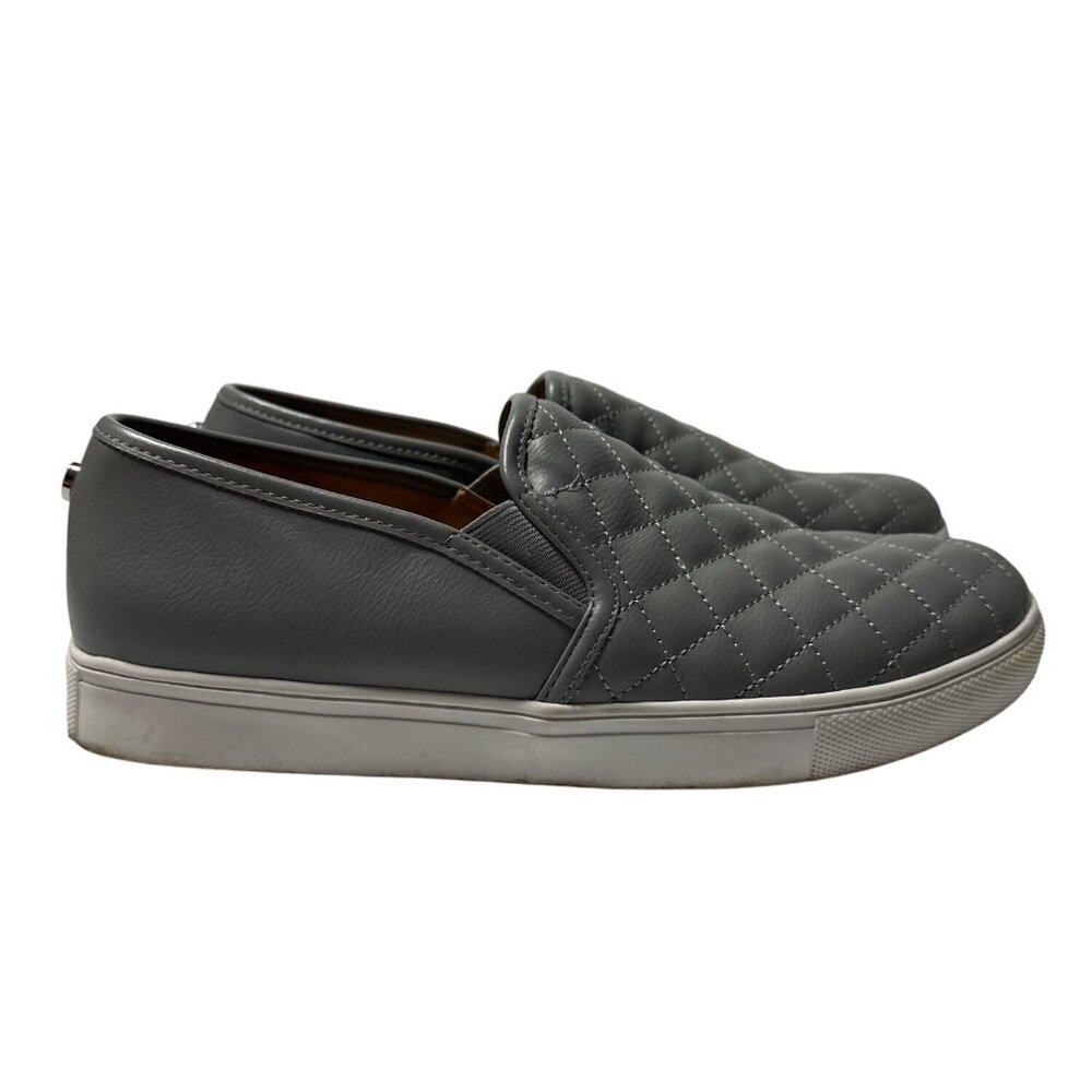 Steve Madden Womens Gray Quilted Slip-On Sneakers Size 10M